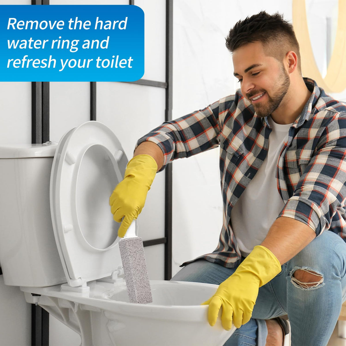 Pumice Stone for Toilet Bowl Cleaning with Stick Handle Pack of 2 | Eco Friendly