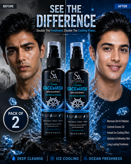 Swisaura Ocean Facewash with Ice Effect (Buy 1 Get 1 Free, 200ml)